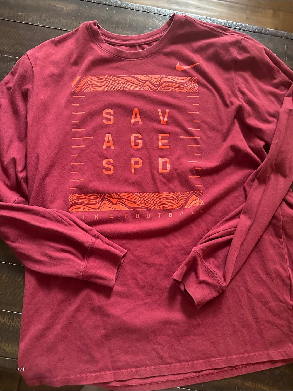 Nike Men’s Long-Sleeve Red Shirt with Orange Graphic